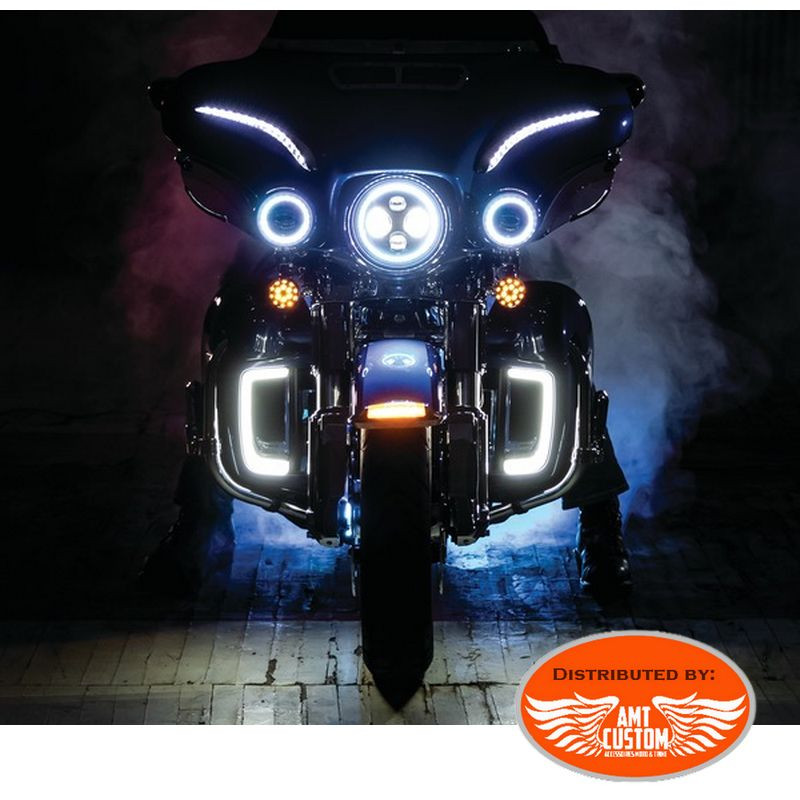 Harley LED Light Signal Fairing Lower Grills Lighting Accessories for  Motorcycle Touring Models 2014 2020 (Chrome Design)