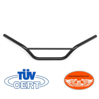 Guidon BMX 15 1 (25,4 mm) Noir mat TÜV - 3 trous Chrome TÜV H55-4101B  highway hawk