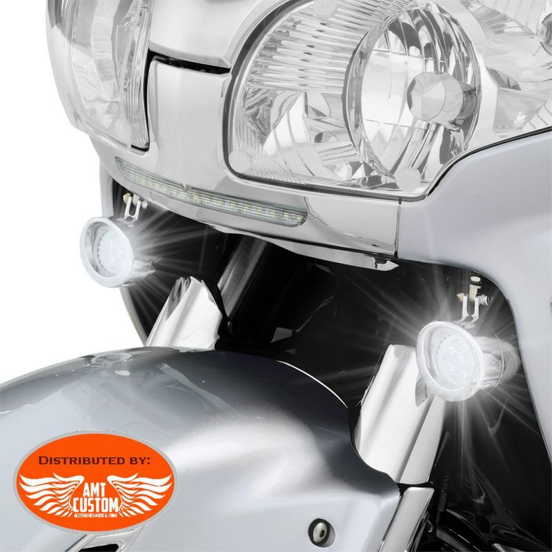 Fixation de feux LED additionnels moto sur crash bars