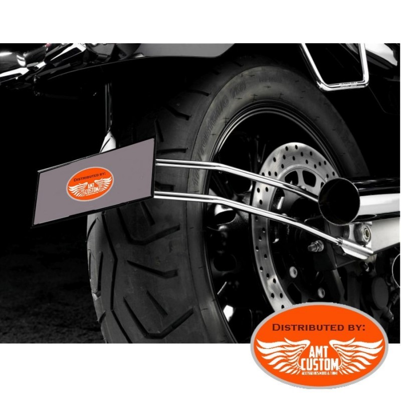 Support latéral plaque immatriculation Noir ou Chrome pour Moto Custom  Harley Choppers Bobbers