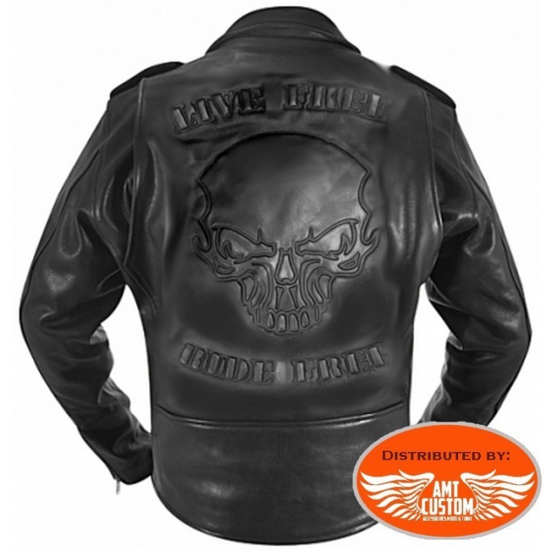 Leather Biker Jacket Skull Hells-Design - AMT CUSTOM Shop