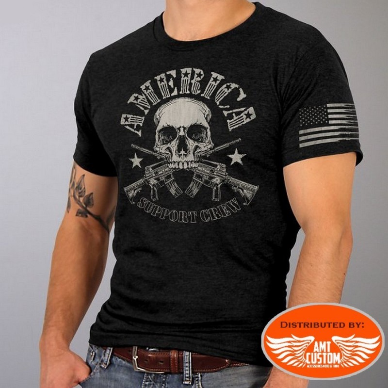 Magnifique T Shirt Biker Tête de Mort - 4 modèles au choix !